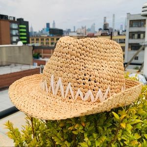 Anthro Tracy Watts New York Straw Straw Fedora Hat